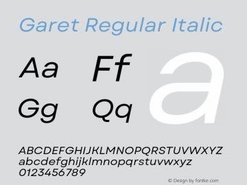Garet Regular Italic Version 1.004;FEAKit 1.0图片样张