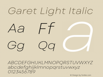 Garet Light Italic Version 1.004;FEAKit 1.0图片样张