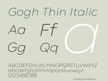 Gogh Thin Italic Version 1.004;FEAKit 1.0图片样张