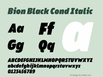 Bion Black Cond Italic Version 1.000;Glyphs 3.1.1 (3135)图片样张