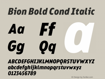 Bion Bold Cond Italic Version 1.000;Glyphs 3.1.1 (3135)图片样张