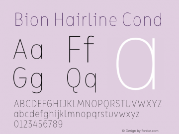 Bion Hairline Cond Version 1.000;Glyphs 3.1.1 (3135)图片样张