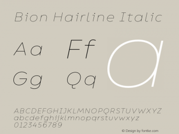 Bion Hairline Italic Version 1.000;Glyphs 3.1.1 (3135)图片样张