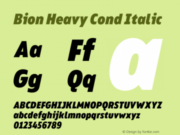 Bion Heavy Cond Italic Version 1.000;Glyphs 3.1.1 (3135)图片样张