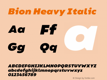 Bion Heavy Italic Version 1.000;Glyphs 3.1.1 (3135)图片样张