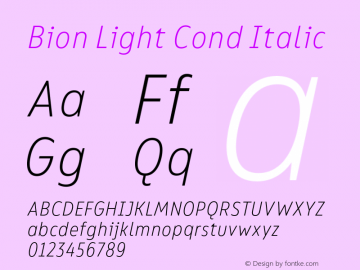 Bion Light Cond Italic Version 1.000;Glyphs 3.1.1 (3135)图片样张