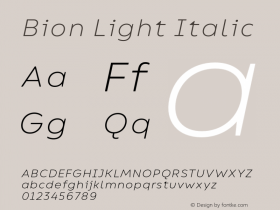 Bion Light Italic Version 1.000;Glyphs 3.1.1 (3135)图片样张