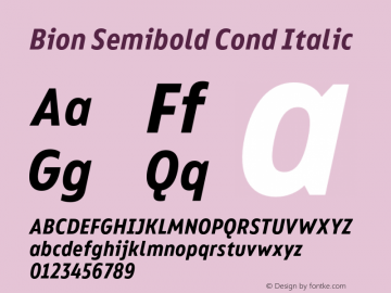 Bion Semibold Cond Italic Version 1.000;Glyphs 3.1.1 (3135)图片样张