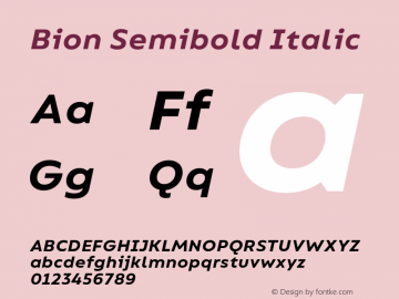 Bion Semibold Italic Version 1.000;Glyphs 3.1.1 (3135)图片样张