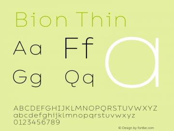 Bion Thin Version 1.000;Glyphs 3.1.1 (3135)图片样张