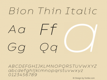 Bion Thin Italic Version 1.000;Glyphs 3.1.1 (3135)图片样张