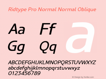 Ridtype Pro Normal Normal Oblique Version 1.000;July 19, 2023;FontCreator 14.0.0.2814 64-bit图片样张