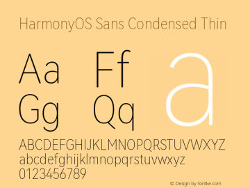 HarmonyOS Sans Condensed Thin Version 1.0图片样张