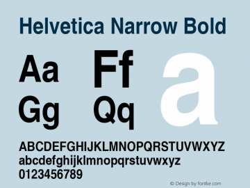 Helvetica Narrow Bold Version 1.3 (Hewlett-Packard) Font Sample
