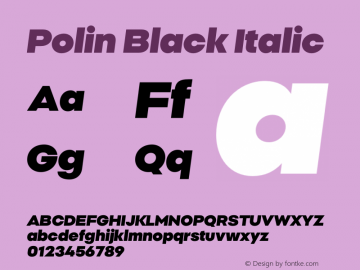 Polin Black Italic Version 1.000;Glyphs 3.2 (3238)图片样张