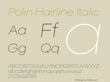 Polin Hairline Italic Version 1.000;Glyphs 3.2 (3238)图片样张