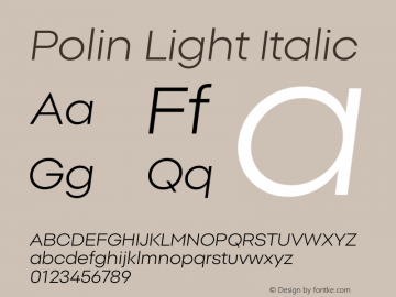 Polin Light Italic Version 1.000;Glyphs 3.2 (3238)图片样张