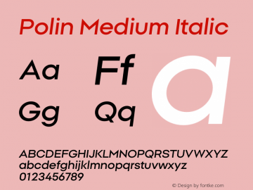 Polin Medium Italic Version 1.000;Glyphs 3.2 (3238)图片样张