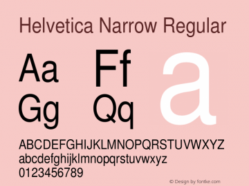 Helvetica Narrow Regular 001.003 Font Sample