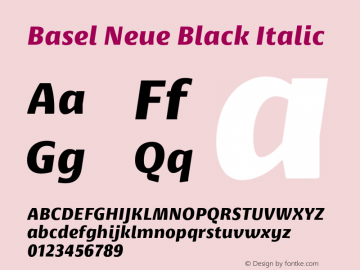 BaselNeue-BlackItalic Version 1.001 2015图片样张