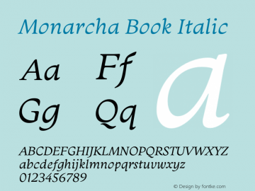 Monarcha-BookItalic Version 1.000 2010 initial release图片样张