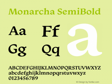 Monarcha-SemiBold Version 1.000 2010 initial release图片样张