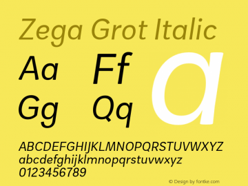 ZegaGrot-Italic Version 1.000 2016 initial release图片样张