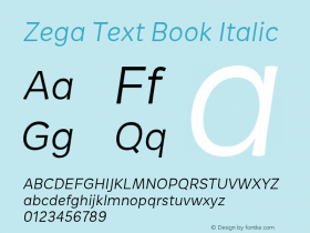 ZegaText-BookItalic Version 1.000 2016 initial release图片样张