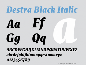 Destra-BlackItalic Version 1.000 2015 initial release图片样张