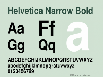 Helvetica Narrow Bold 001.003 Font Sample