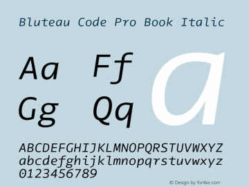 Bluteau Code Pro Book Italic Version 1.000;Glyphs 3.1.2 (3151)图片样张