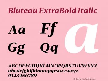 Bluteau ExtraBold Italic Version 1.000;Glyphs 3.1.2 (3151)图片样张