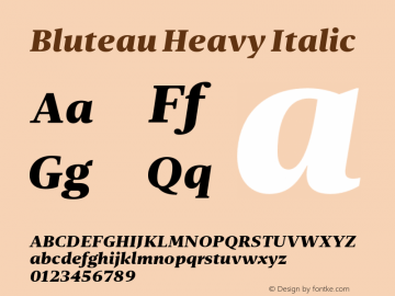 Bluteau Heavy Italic Version 1.000;Glyphs 3.1.2 (3151)图片样张