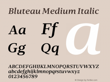 Bluteau Medium Italic Version 1.000;Glyphs 3.1.2 (3151)图片样张