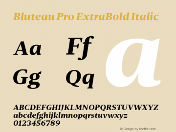 Bluteau Pro ExtraBold Italic Version 1.000;Glyphs 3.1.2 (3151)图片样张