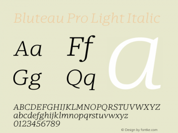 Bluteau Pro Light Italic Version 1.000;Glyphs 3.1.2 (3151)图片样张