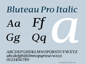 Bluteau Pro Regular Italic Version 1.000;Glyphs 3.1.2 (3151)图片样张