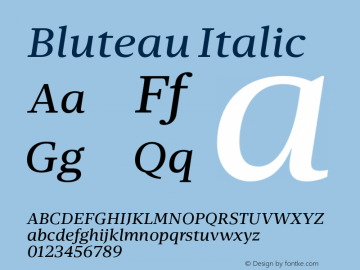 Bluteau Regular Italic Version 1.000;Glyphs 3.1.2 (3151)图片样张