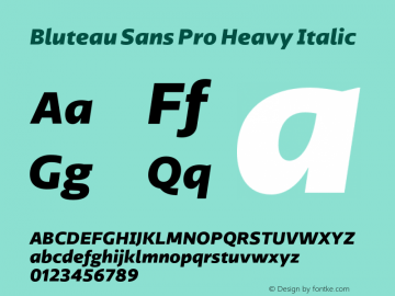 Bluteau Sans Pro Heavy Italic Version 1.000;Glyphs 3.1.2 (3151)图片样张