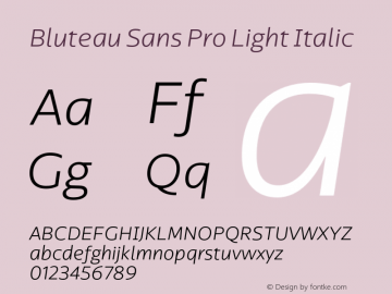 Bluteau Sans Pro Light Italic Version 1.000;Glyphs 3.1.2 (3151)图片样张