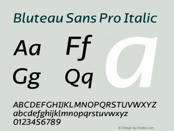 Bluteau Sans Pro Regular Italic Version 1.000;Glyphs 3.1.2 (3151)图片样张