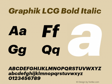 Graphik LCG Bold Italic Version 001.000 2009图片样张