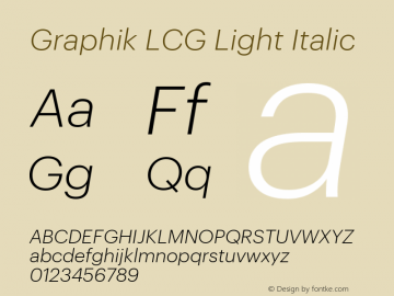 Graphik LCG Light Italic Version 001.000 2009图片样张
