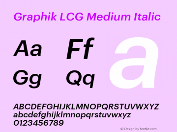 Graphik LCG Medium Italic Version 001.000 2009图片样张