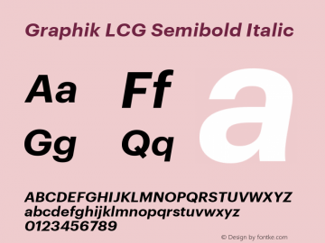 Graphik LCG Semibold Italic Version 001.000 2009图片样张