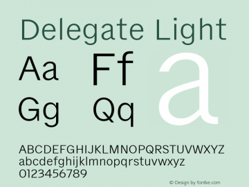 Delegate Light Regular Version 1.001;hotconv 1.0.117;makeotfexe 2.5.65602图片样张