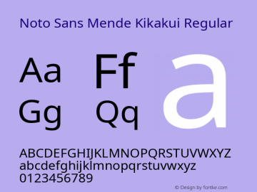 Noto Sans Mende Kikakui Regular Version 2.003; ttfautohint (v1.8.4.7-5d5b)图片样张