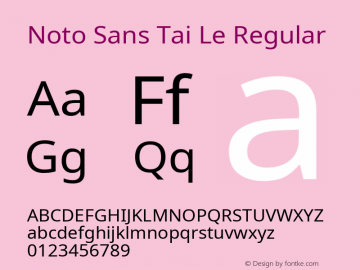 Noto Sans Tai Le Regular Version 2.002; ttfautohint (v1.8.4.7-5d5b)图片样张