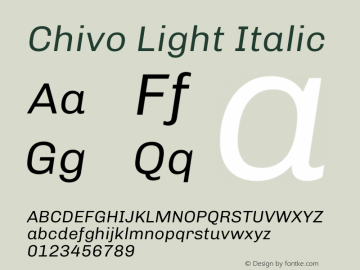 Chivo Light Italic Version 2.002图片样张