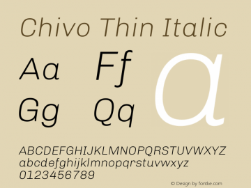 Chivo Thin Italic Version 2.002图片样张